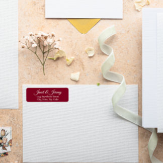 Etiqueta Cranberry Red Stylized Name Wedding Return Address