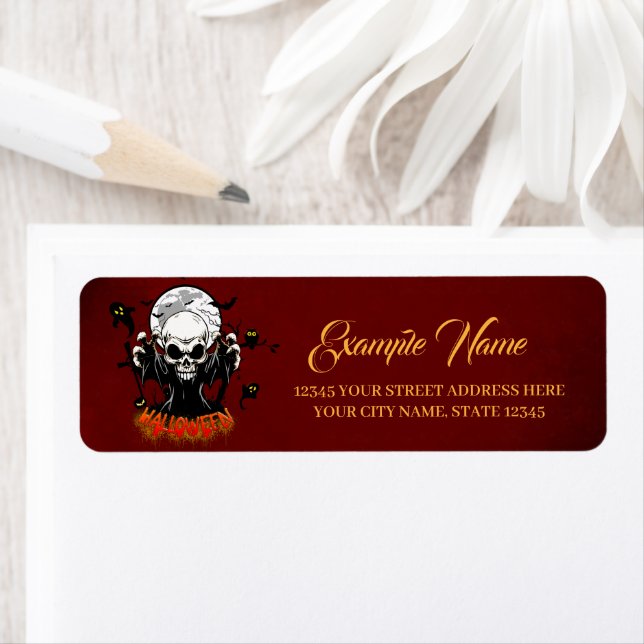 Etiqueta Crânio com dentes afiados e ameaçadores (Insitu)