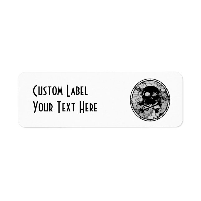 Etiqueta Crânio e Crossbones em relevo B&W (Frente)