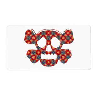 Etiqueta Crânio engraçado colorido