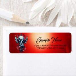 Etiqueta Crânio impressionante e realista com asas