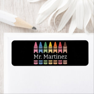 Etiqueta Crayon Personalizado Nome do Professor Fofo Volta