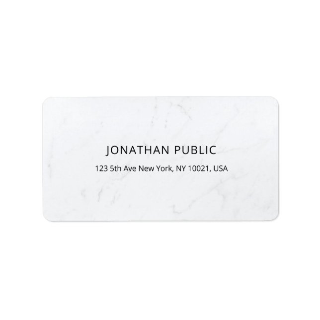 Etiqueta Creative Minimine White Marble Plain Address (Frente)