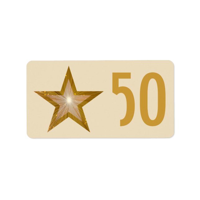 Etiqueta Creme Dourado com o rótulo "50" (Frente)