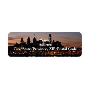 Etiqueta crepuscular da skyline de Phildadelphia