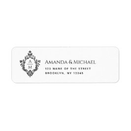 Etiqueta Crest Black Branco Vintage Elegante Monograma de C