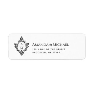 Etiqueta Crest Black Branco Vintage Elegante Monograma de C