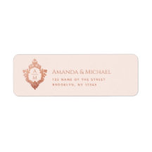 Crest Rosa Dourado Rosa Vintage Monograma de Casam