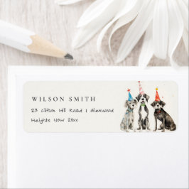 Etiqueta Crianças Cachorro Aquarela Festa de aniversário Ca