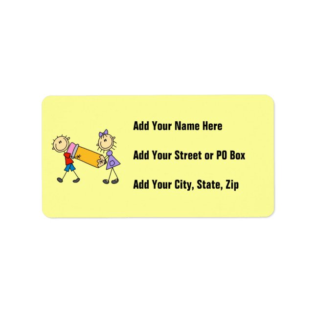 Etiqueta Crianças Com Lápis (Frente)