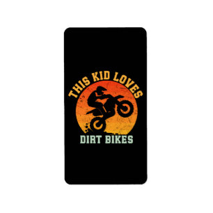 Etiqueta Crianças Moto De Terra Engraçada