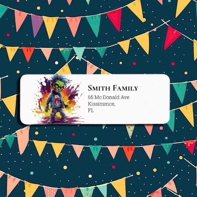 Etiqueta crianças que amam zumbis (Zombie Walkers,  Your birthday party won't be complete without an array of gruesome zombie props! )