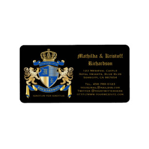 Etiqueta Criar seu próprio emblema Dourado azul do leão d