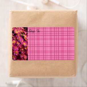 Etiqueta Crisântemos / Xadrez / Magenta /
