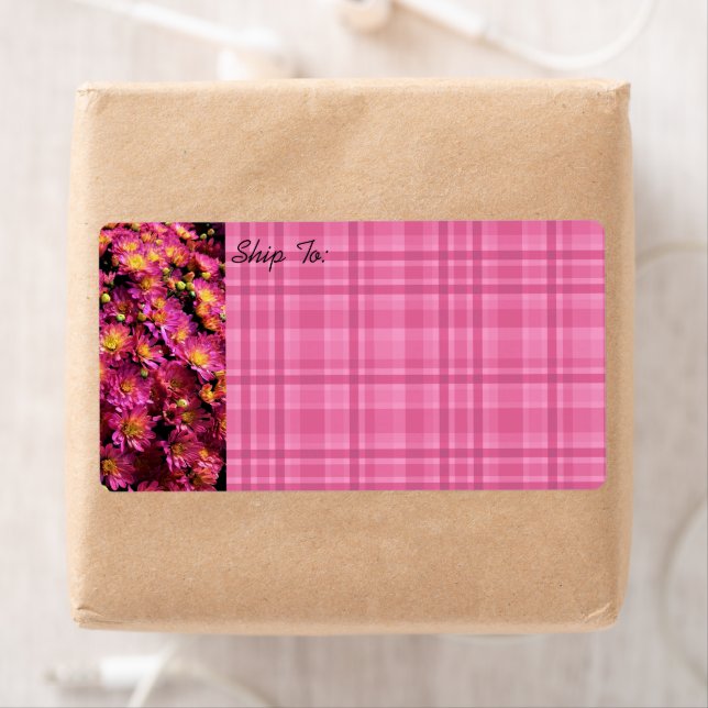 Etiqueta Crisântemos / Xadrez / Magenta / (Insitu)