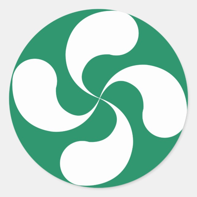 Etiqueta Cruz Basca Branca Verde “Lauburu " (Frente)