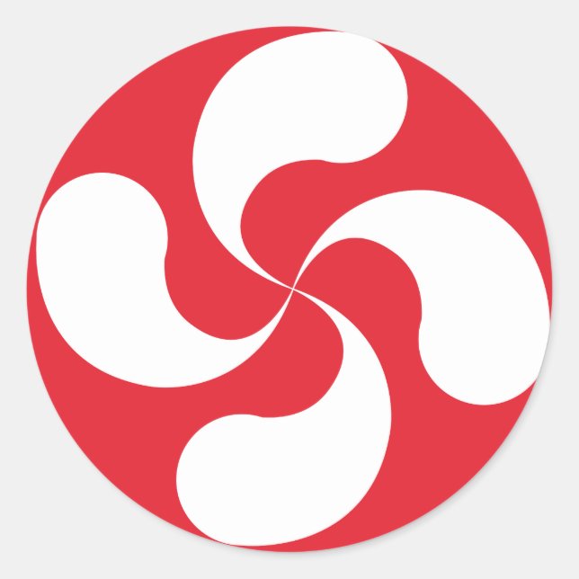 Etiqueta Cruz Basca Branca Vermelha “Lauburu " (Frente)