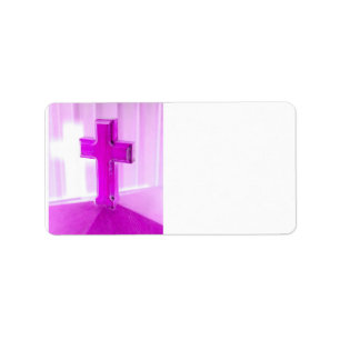 Etiqueta Cruz de madeira, versão roxa, igreja da fotografi