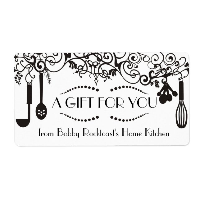 Etiqueta Culinária de cozinha ornamental legal clássica (Frente)