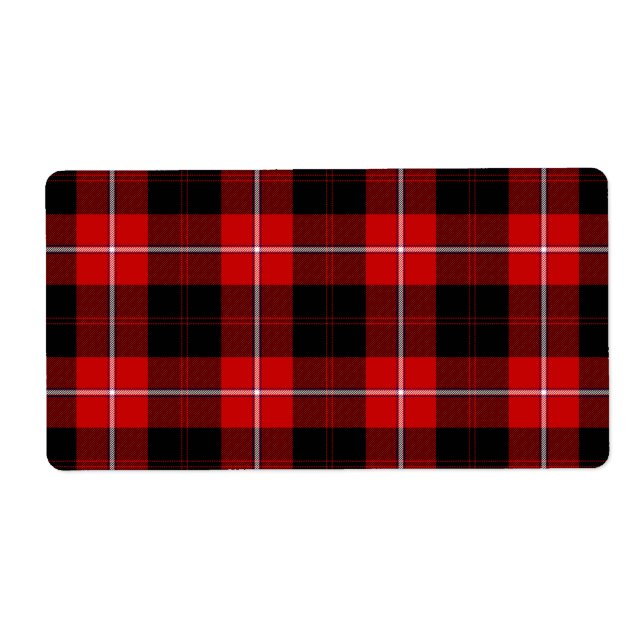 Etiqueta Cunningham Tartan Red Xadrez Negra (Frente)