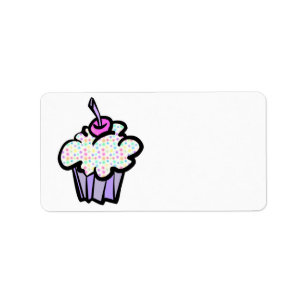 Etiqueta cupcake de pontos pastel