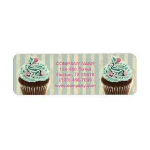 Etiqueta cupcake de sobremesa de padaria de teia de colheit