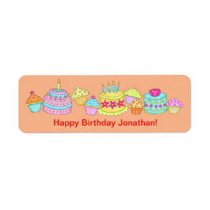 Etiqueta Cupcakes Laranja / Bolo Feliz Aniversário Personal