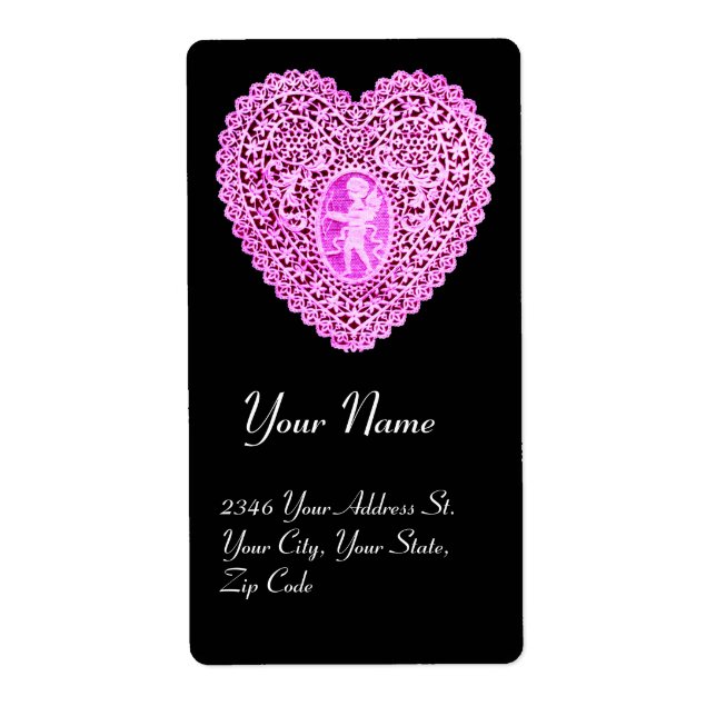 Etiqueta CUPID LACE HEART,roxo rosa (Frente)