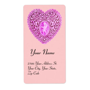 Etiqueta CUPID LACE HEART,roxo rosa