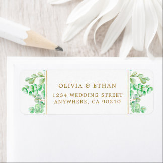 Etiqueta Custom Botanical Gold Greenery Return Address