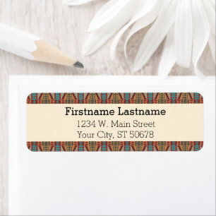 Etiqueta Custom Brown Red Terracotta Turquoise Blue Mosaic