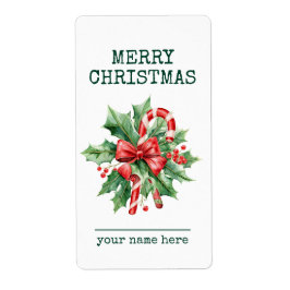 Etiqueta Custom Candy Cane Merry Christmas Gift Label