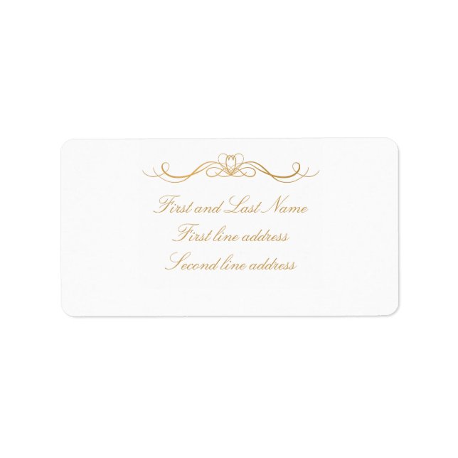 Etiqueta Custom Elegant Modern Gold & White Address (Frente)