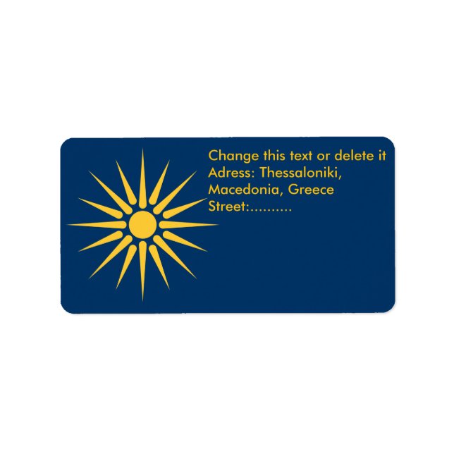 Etiqueta Custom Label with Flag of Macedonia, Greece (Frente)
