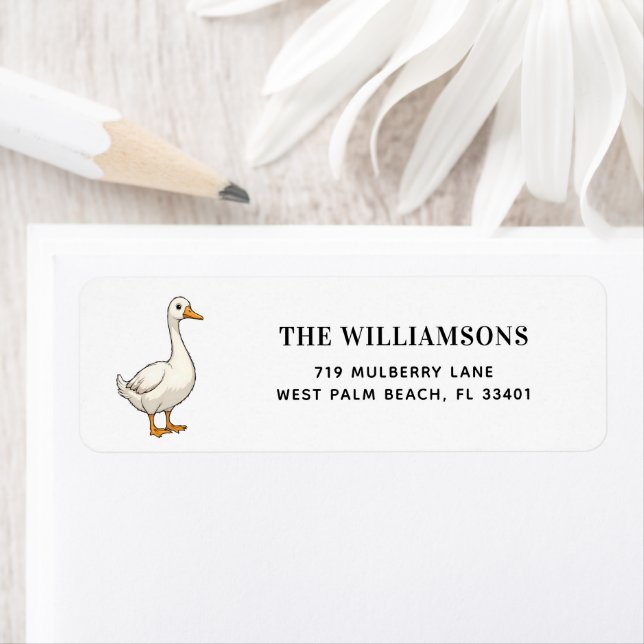 Etiqueta Custom Modern Cute Silly Goose Address (Insitu)