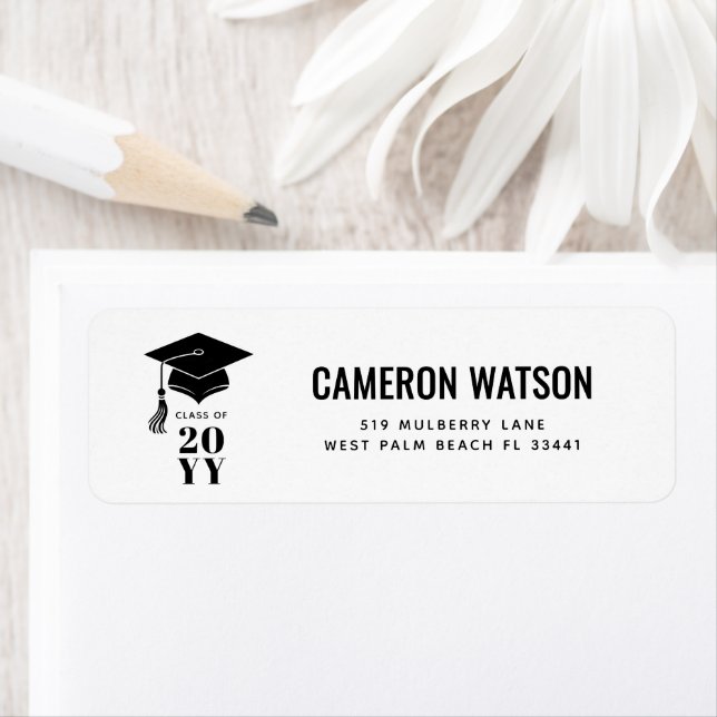 Etiqueta Custom Modern Hat and Tassel Graduation (Insitu)