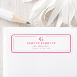 Etiqueta Custom Monogram Pink Border Address Label
