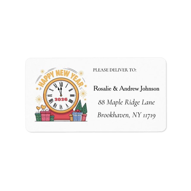 Etiqueta Custom New Year's Eve Count Down Clock Address  (Frente)