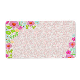 Etiqueta Customizável de Renda Falsa Floral e Rosa