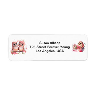 Etiqueta Cute Adorable Owl Return Address