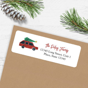 Etiqueta Cute Car Ilustração Minimalista Natal