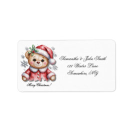 Etiqueta Cute Christmas Bear and Snowflakes Return