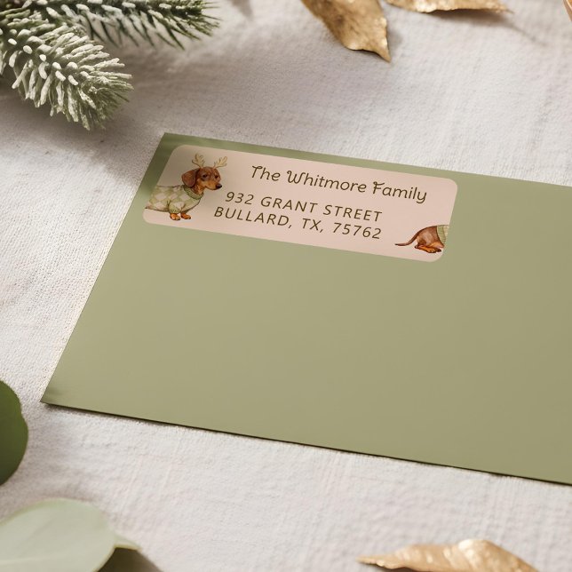 Etiqueta Cute Dachshund Dog Christmas Checkered Sweater (Cute Dachshund Dog Christmas Checkered Sweater Label)