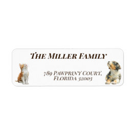 Etiqueta Cute dogs and cats look up Personalized