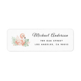 Etiqueta  Cute Flamingo Baby Shower Return Address Label