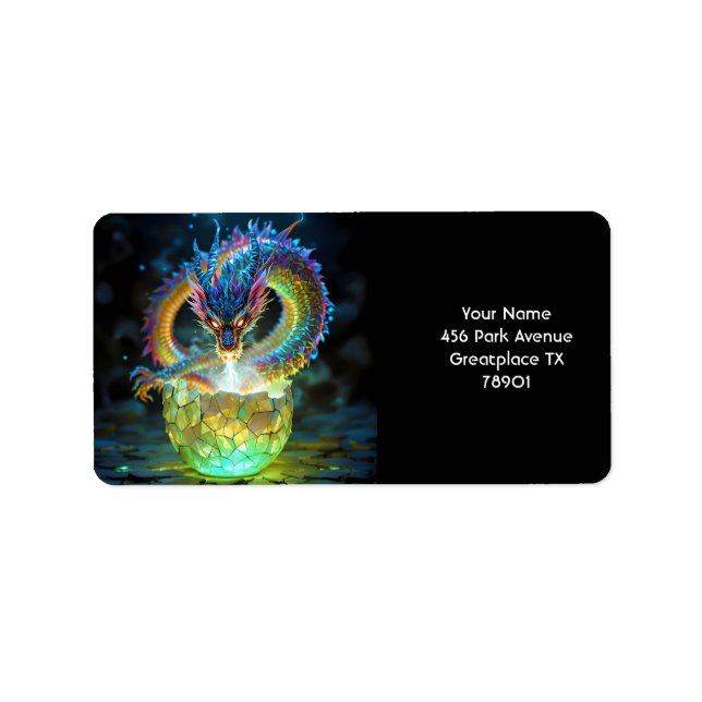 Etiqueta Cute Green Dragon Egg (Frente)