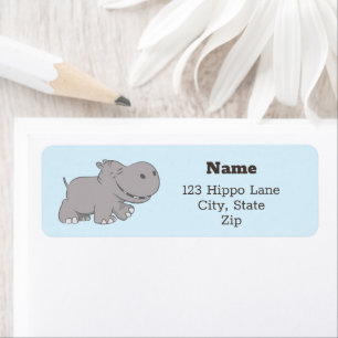 Etiqueta Cute Hippopotamus
