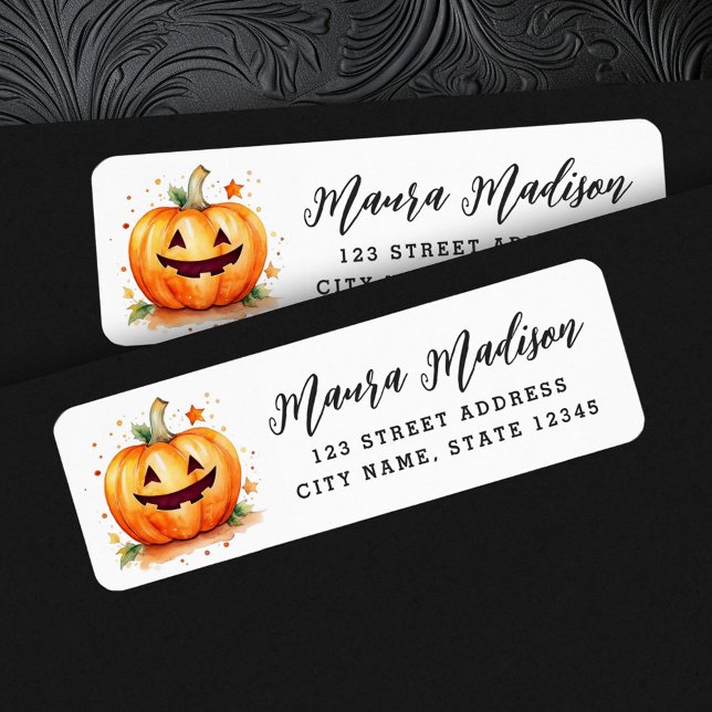 Etiqueta Cute Jack o lanterno Halloween endereço de retorno (Cute Jack o lantern Halloween return address Label)