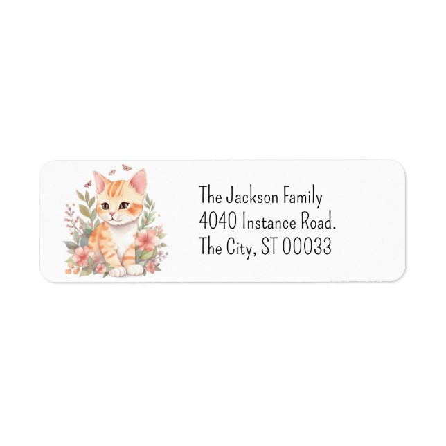 Etiqueta Cute Orange Tabby Kitten Kawaii Chibi (Frente)