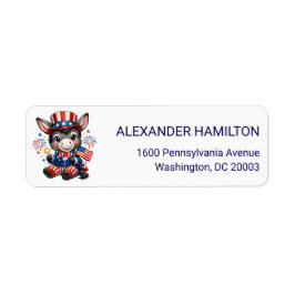 Etiqueta Cute Patriotic Donkey Return Address